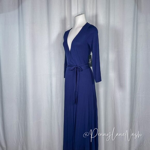 NWT Lulu's Garden District Navy Blue Wrap Maxi Dress Size Small - Picture 9 of 13